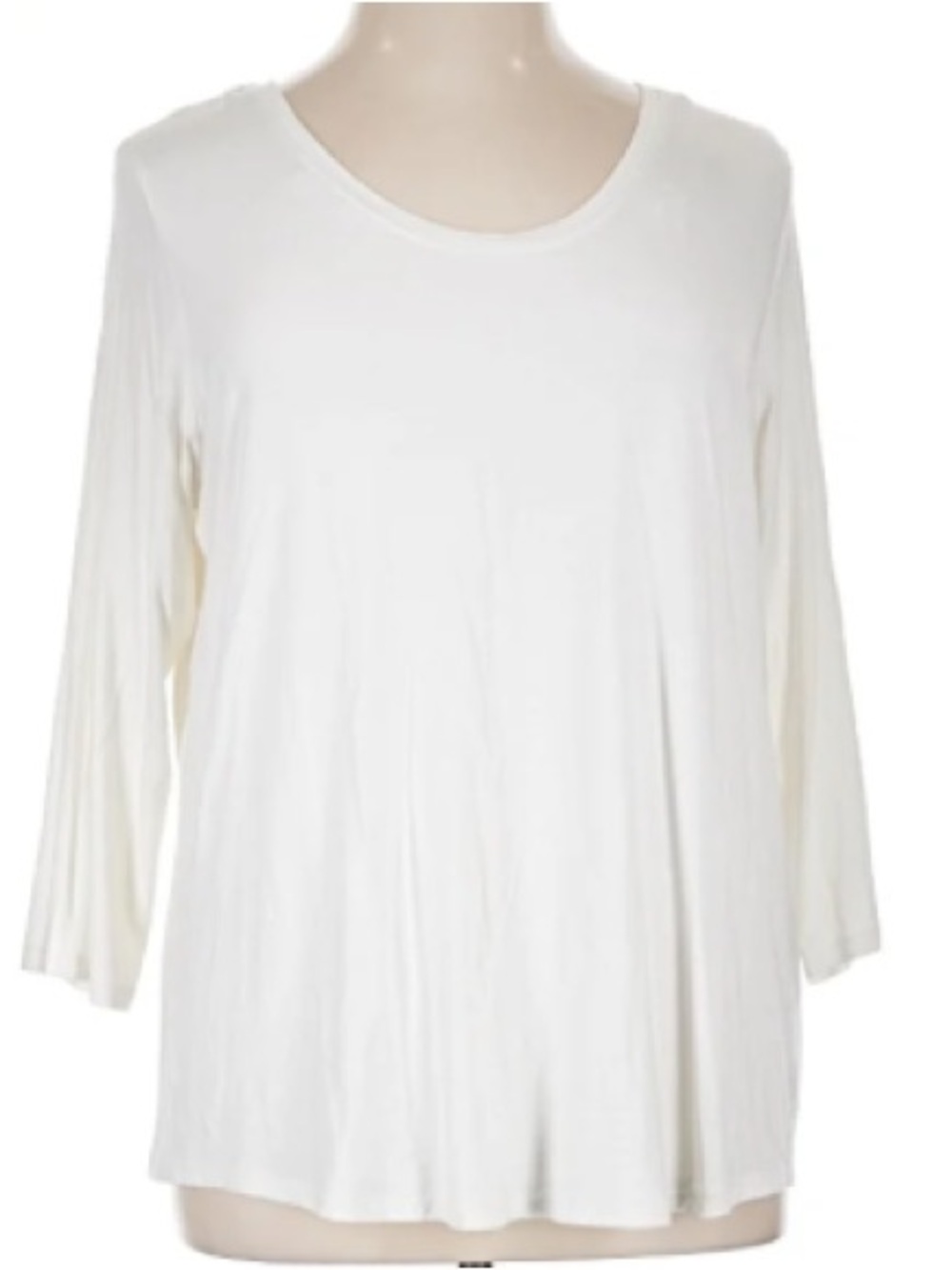 ana Hi Low 3/4 Sleeve Elegant White Junior Tee, XXL